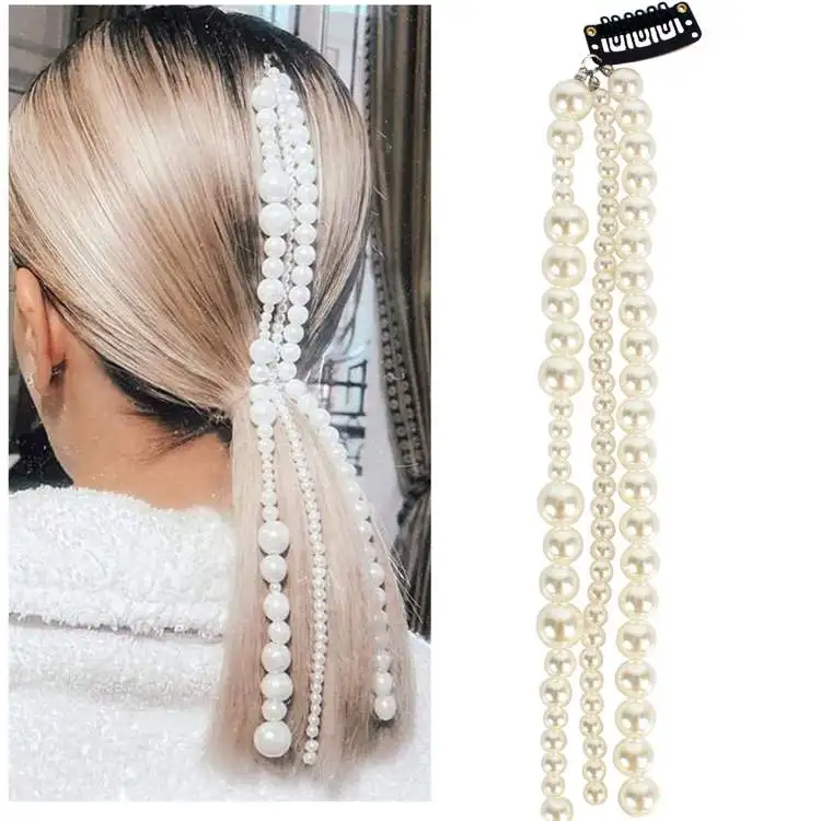 

Wholesale Jewelry Accessories Pearl Head Tassel Bead Hair Chain High Quality