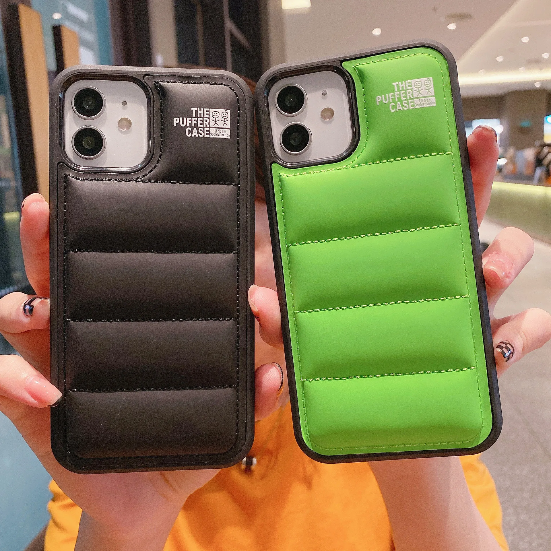 

Drop shipping Fashion Brand Down Jacket Phone Case For iPhone 13 12 11 Pro Max X XS XR 7 8 The Puffer Case Soft PU Cover