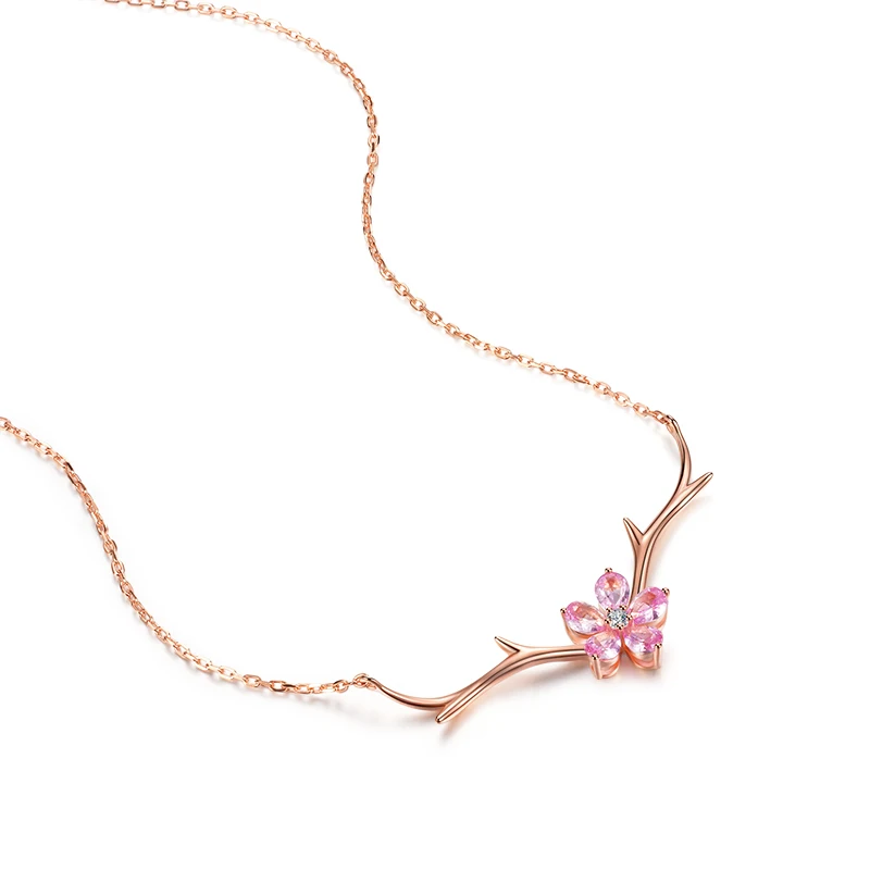 

Fashion Birthday'S Gifts 18K Gold Jewelry Women Clavicle Chain Charm Rose Gold Adjustable Gem Antlers Necklace