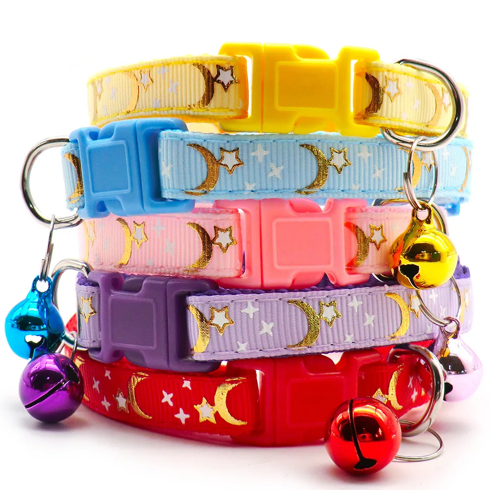 

Hot Selling Cute Dog Collar Moon Star Print 1.0 cm Puppy Collar Outdoor Walking Cute Pet Collar