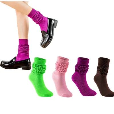 

SHANXIN quick order low price custom service long slouch socks for women, As pictures show/any color you want
