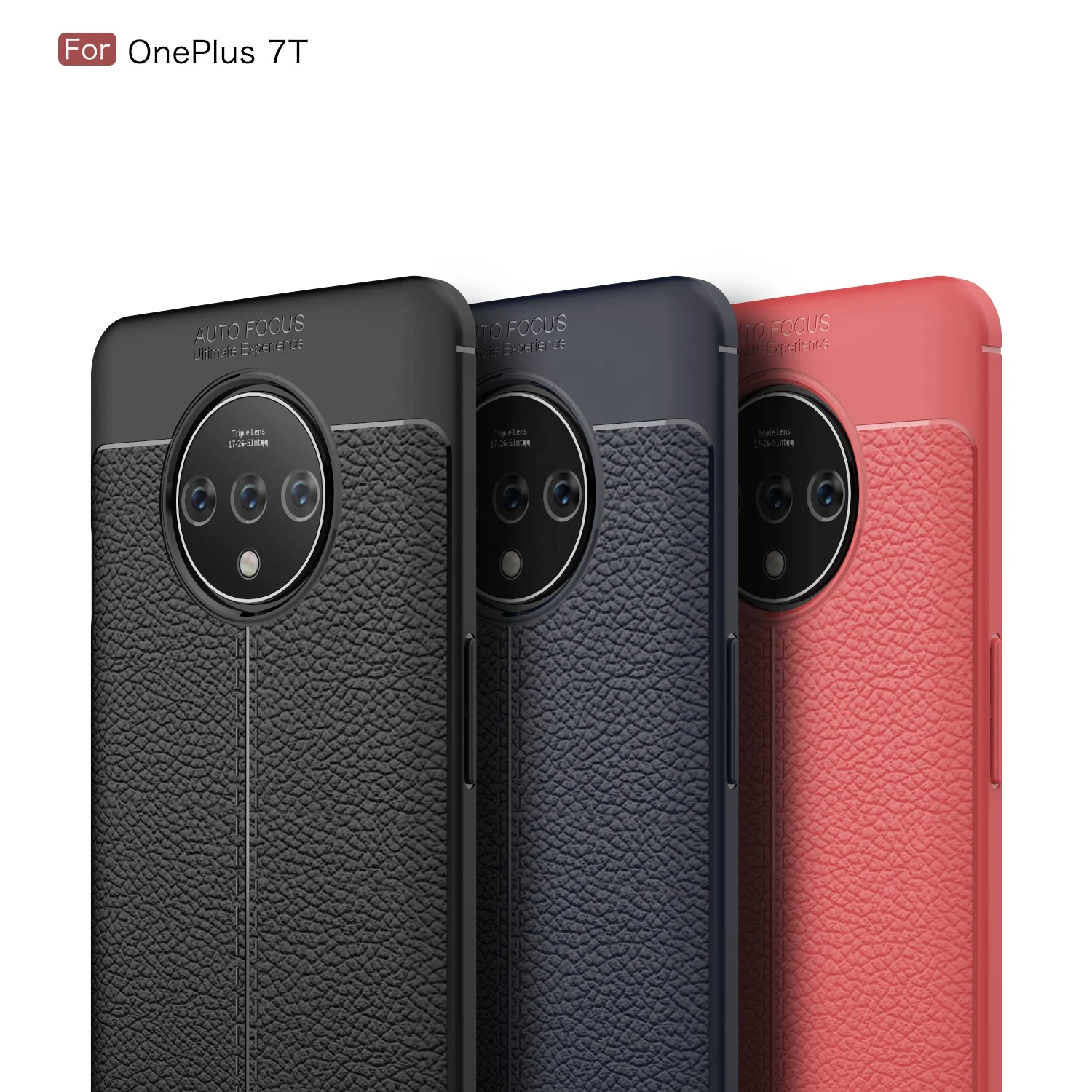 

Factory Supply Leather Grain Soft TPU Case for Oneplus 7T Anti-scratch Mobile Phone Case for Oneplus 7T Pro, Black, blue, red