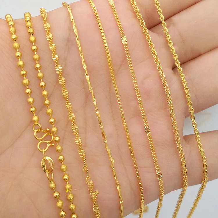 

Long time to fade Vietnam sand 24K gold necklace female transfer beads jewelry box water wave clavicle chain gold filled jewelry, Picture shows