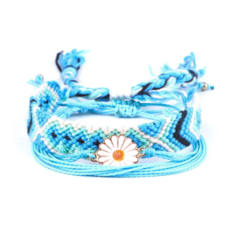 

Charare Bohemia daisy flower braided wax rope bracelet jewelry women accessories, Colorful
