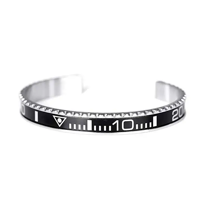 

2020 New Design Men's High Quality Stainless Steel Speedometer Cuff Bracelet, Silver