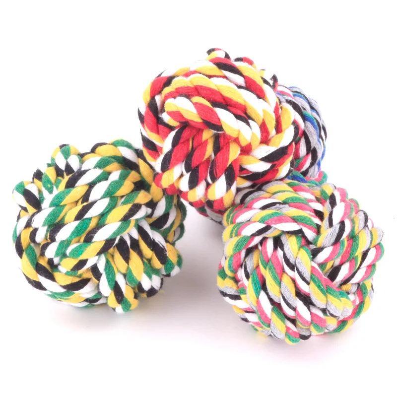 

Best Price Hot Selling Multicolor Durable Cotton Rope Dog Chew Ball Toys, 4 colors