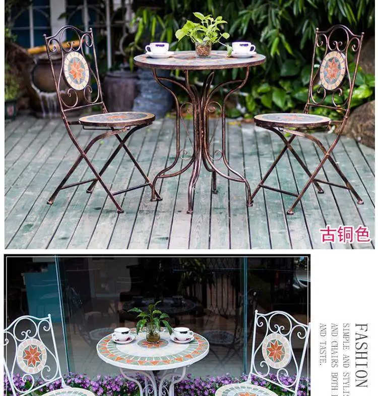 NEW European Style Outdoor Patio Furnituret Garden Table And Chair Three-Piece Outdoor Balcony Small Coffee Table And Chair