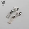 Indian silver 925 ethnic vintage oxidized earrings designs for wholesale boho chain flower ladies statement tassel earrings