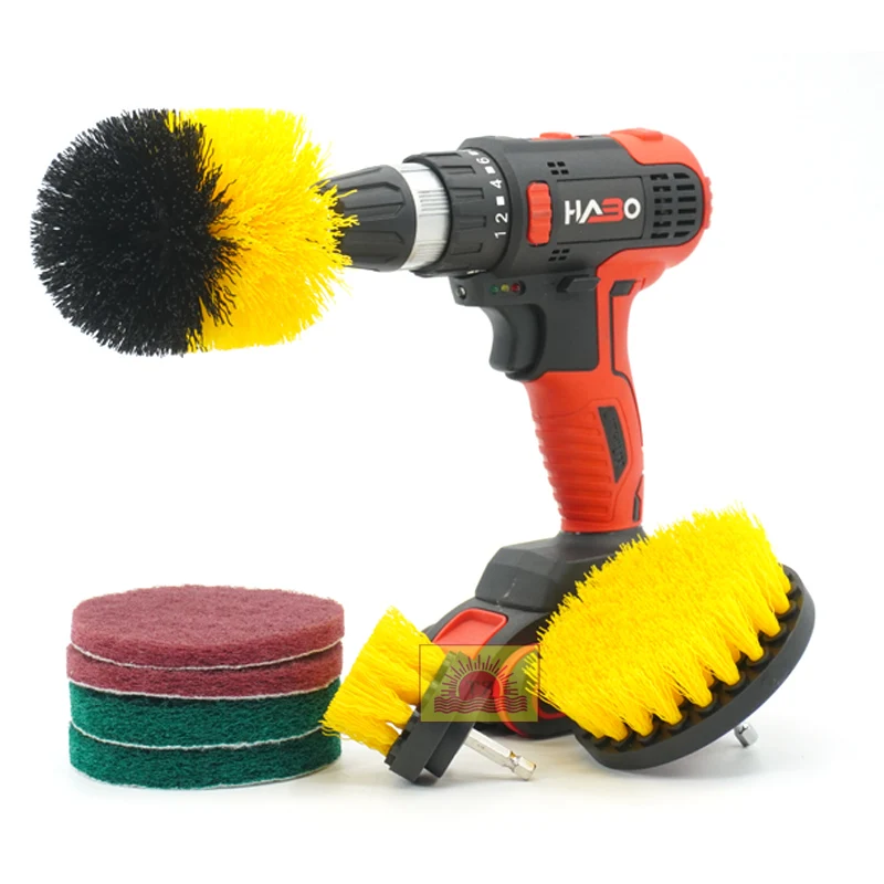 

7 Pcs Drill Cleaning Brushes Set for Cleaning drillbrush electric cleaning brush, Black/white/blue/green/red/yellow or customized