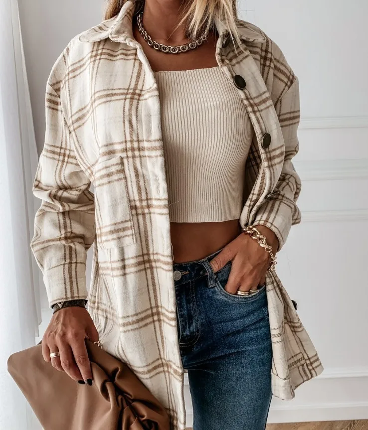 

Colorful fashion ladies down women's Shirt Autumn/Winter New Fashion Checked Furnished Coat ladies suit jacket