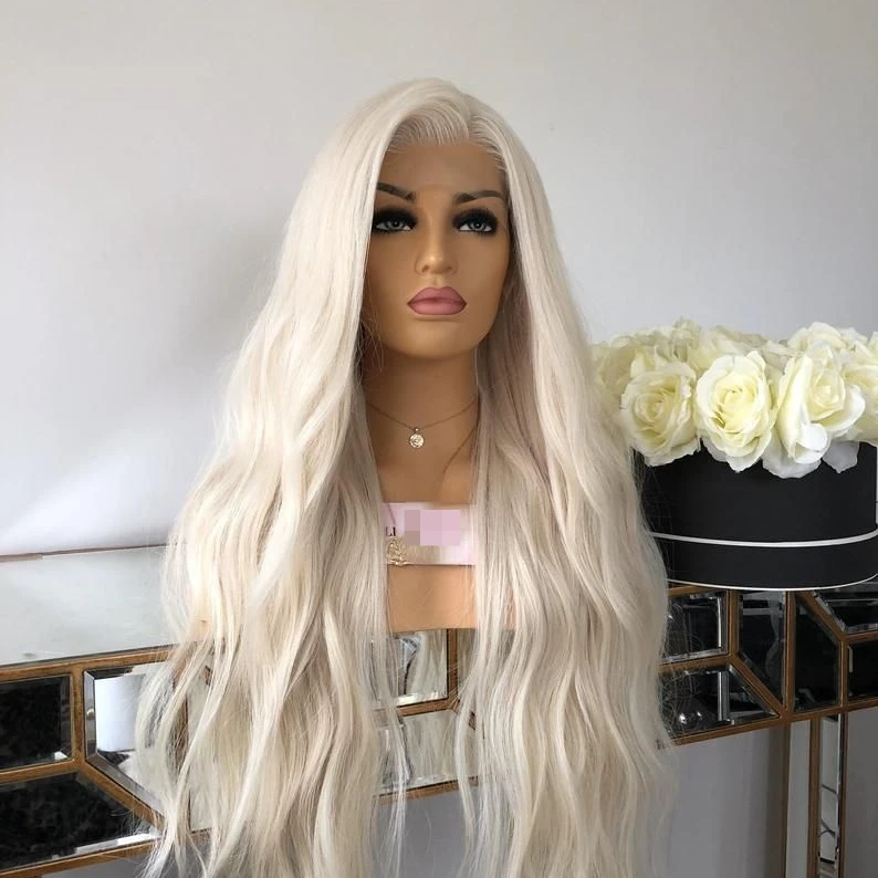 

Platinum Blonde Body Wave Pre Plucked 24 Inches Transparent Lace wigs Remy Virgin Human Hair Lace Front Wig