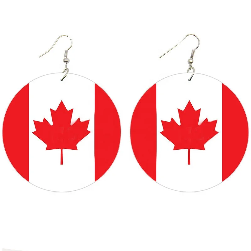 

Vintage Ladies Women Big Wooden Statement Designer Drop Earrings Trendy 2021 African Round Flag Earrings, As photo