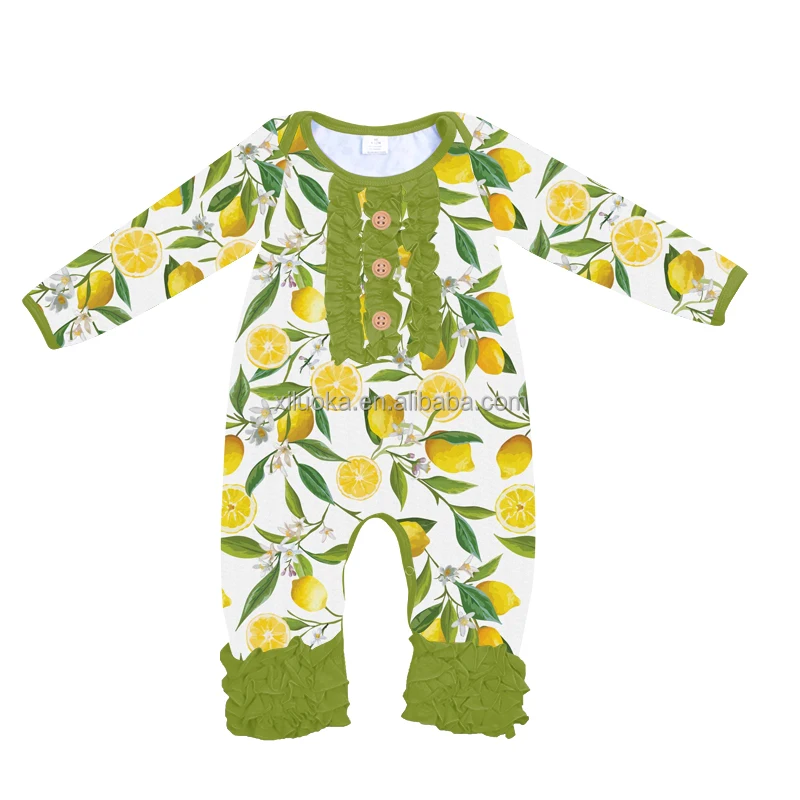 

Newborn Baby Girl Icing Ruffle Clothing Long Sleeve Toddler Lemon Jumpsuit