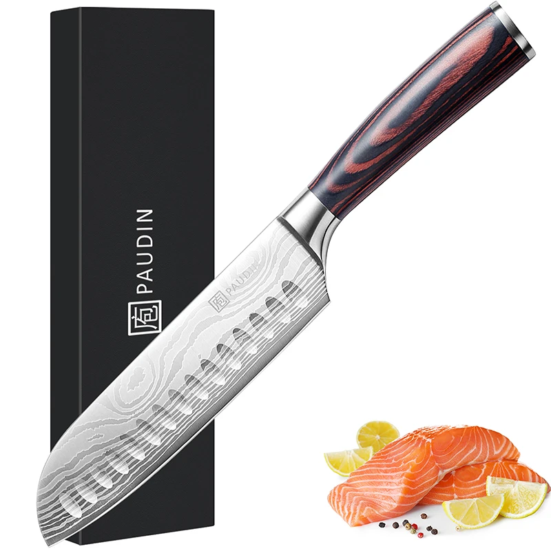 

7 Inch Stainless Steel Kitchen Chef Knife Japanese Santoku Knife With Comfortable Handle For Sushi