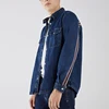 Casual life wear mens denim overshirt fall jacket with side taping