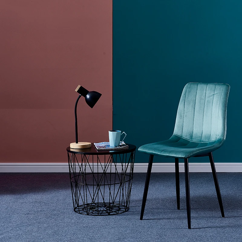 
Stock nordic Commerical Furniture Style Restaurant Dining Room Coffee Shop Velvet upholstered Fabric Modern Dinning Chair 