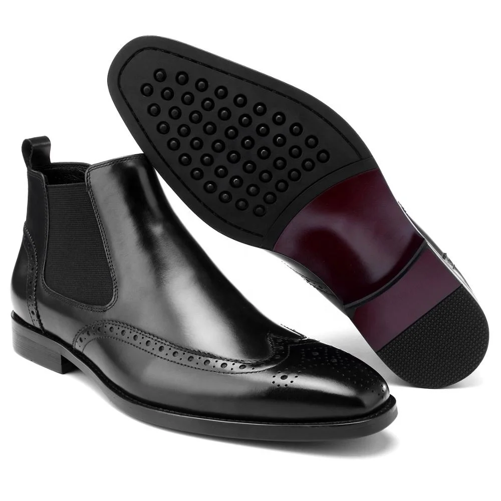 

Whosale Factory Price Men Handmade American Style Dyeing Colors Dress Shoes Genuine Leather Ankle Winter Chelsea Boots, Black brown
