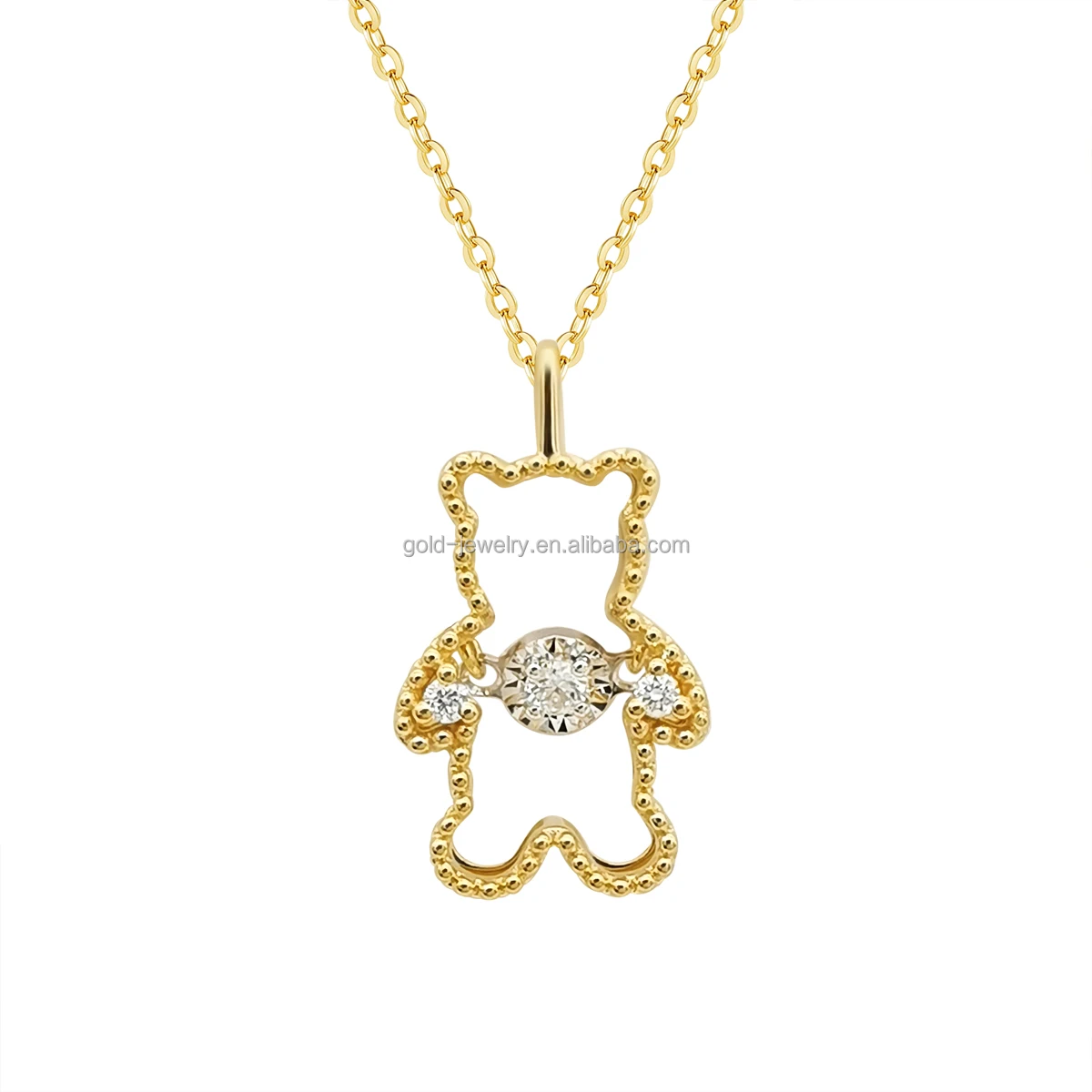 

Kids Jewelry 18K Real Gold Necklace Jewelry Panda Charms Necklace Pendants With Real Diamond New Arrivals Wholesale