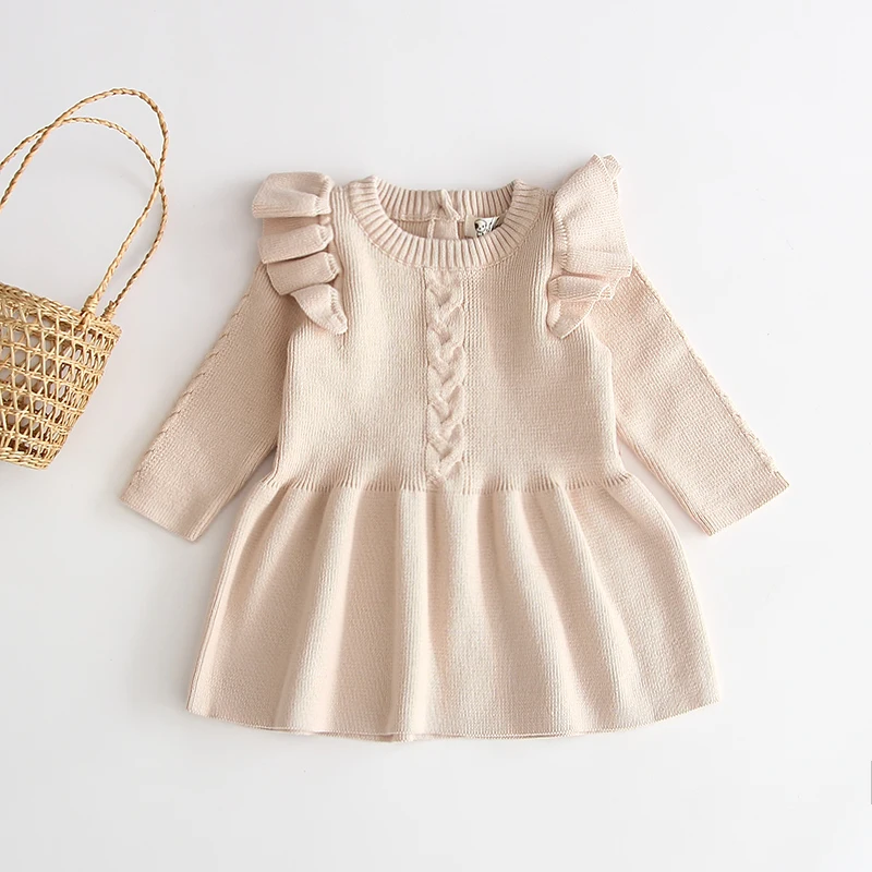 
Newarrival knitted Baby girls sweater dress newborn for Autumn Winter 