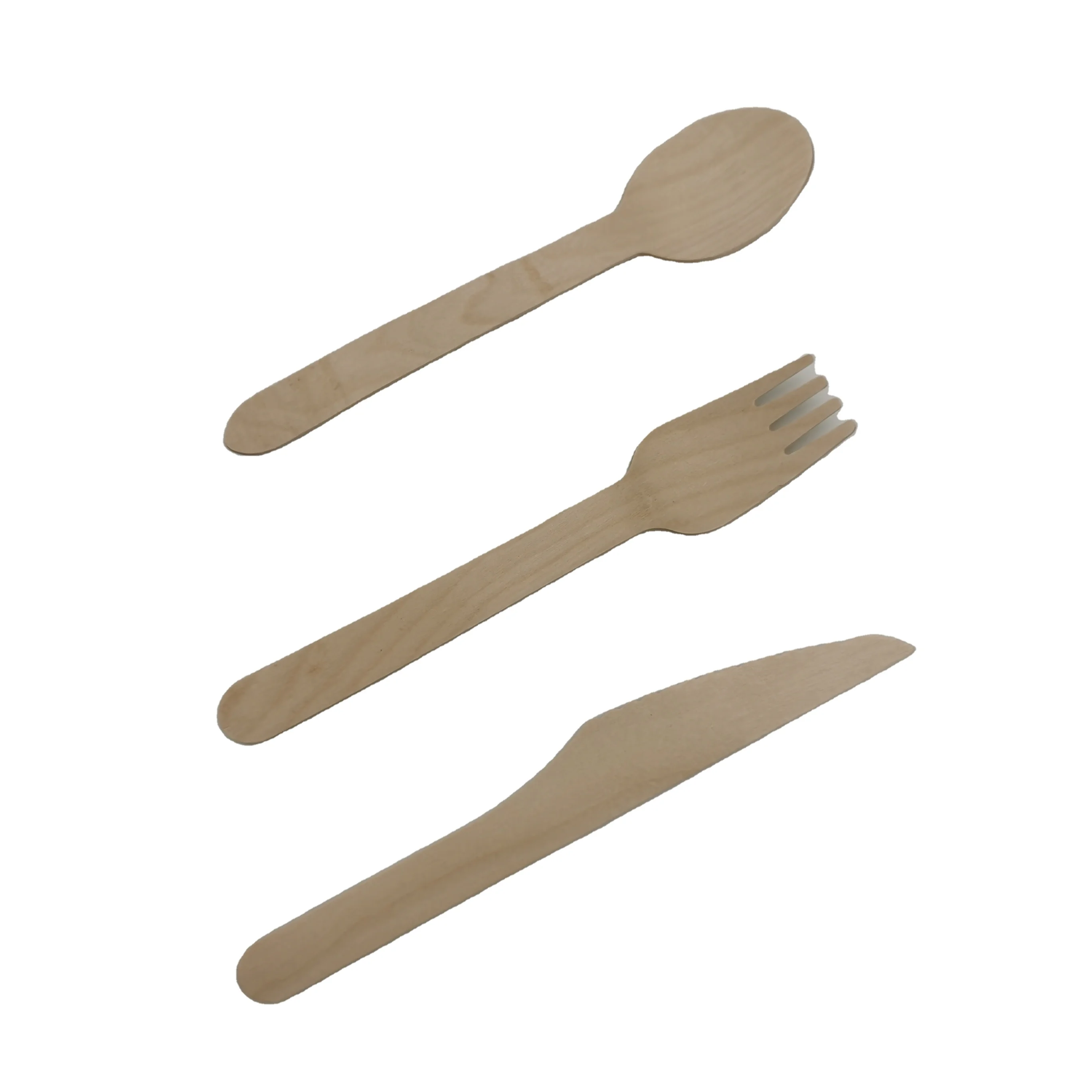 

Biodegradable birch wood knife forks and spoon 160 Disposable wooden cutlery set, Natural