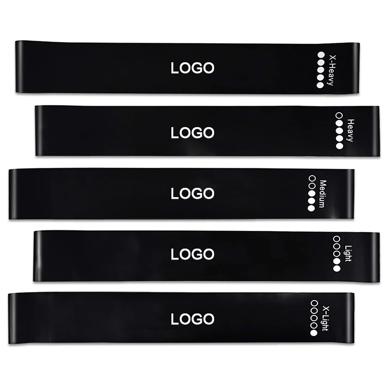 

custom rubber booti hip leg resist band set oem booty mini loop black latex resistance bands with logo kit, Mixed