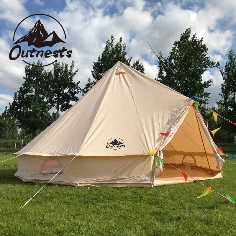 

3-7 Meter Outdoor Camping Cotton Bell Tent Hotel Bell Tent, Beige