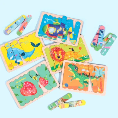 

Wooden Toys Jigsaw Puzzle Creative Strip Puzzles For Kids Montessori Toy for Children Cartoon Wooden Puzzle Set Educational Toy