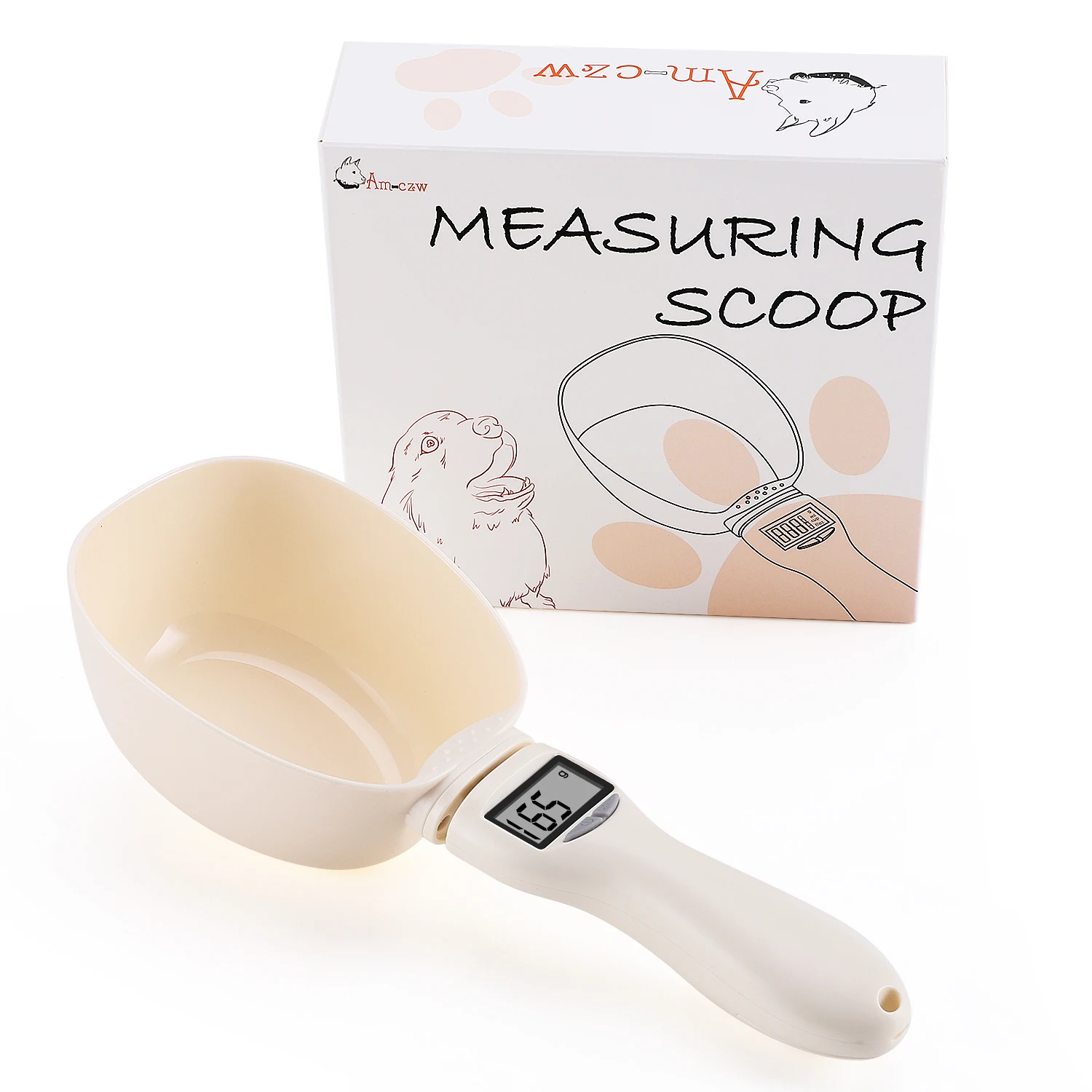 

800g/1g Pet Food Measuring Scoop For Dog Cat Feeding Bowl Kitchen Scale Cup - Measuring Cup Portable With Led Display, White