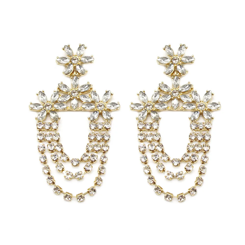 

New trend new fashion earring shining rhinestones gold plated designs earring for women