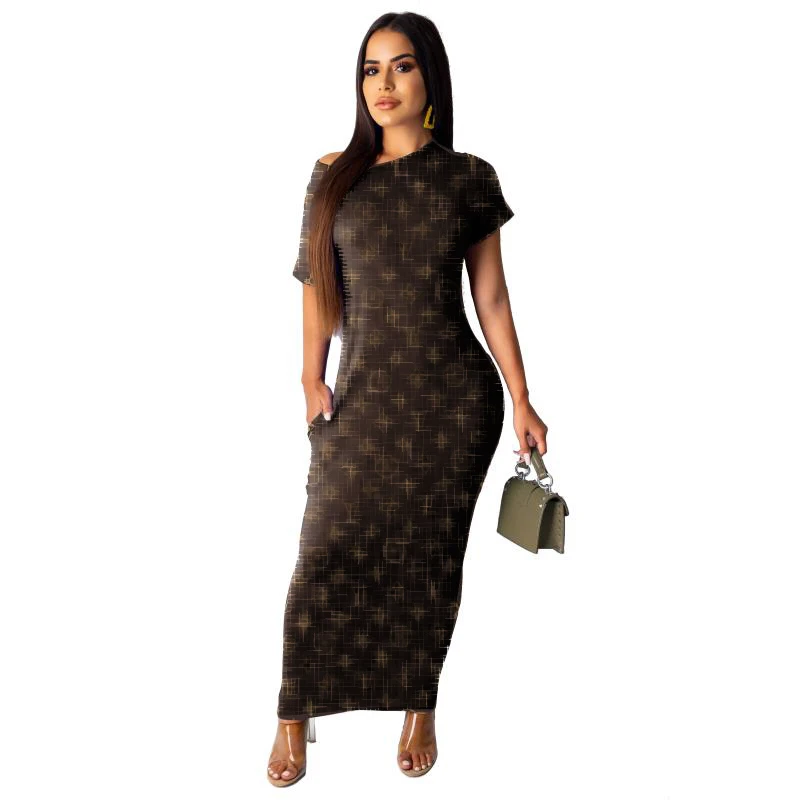

Luxury one piece set plus size 5 colors brand clothes disigner long dress women summer maxi cotton casual dresses, Customized color