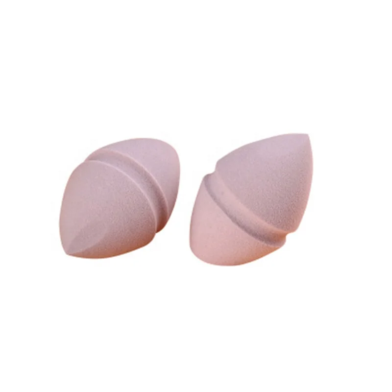 

Olive Shaped Beveled Slotted Makeup Sponge Hydrophilic Dualuse Cosmetic Puff, Pink/light pink