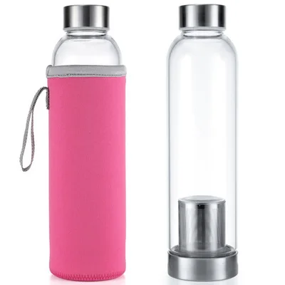 

500ml Glass Water Bottle with Custom Logo Sleeve drinking glass