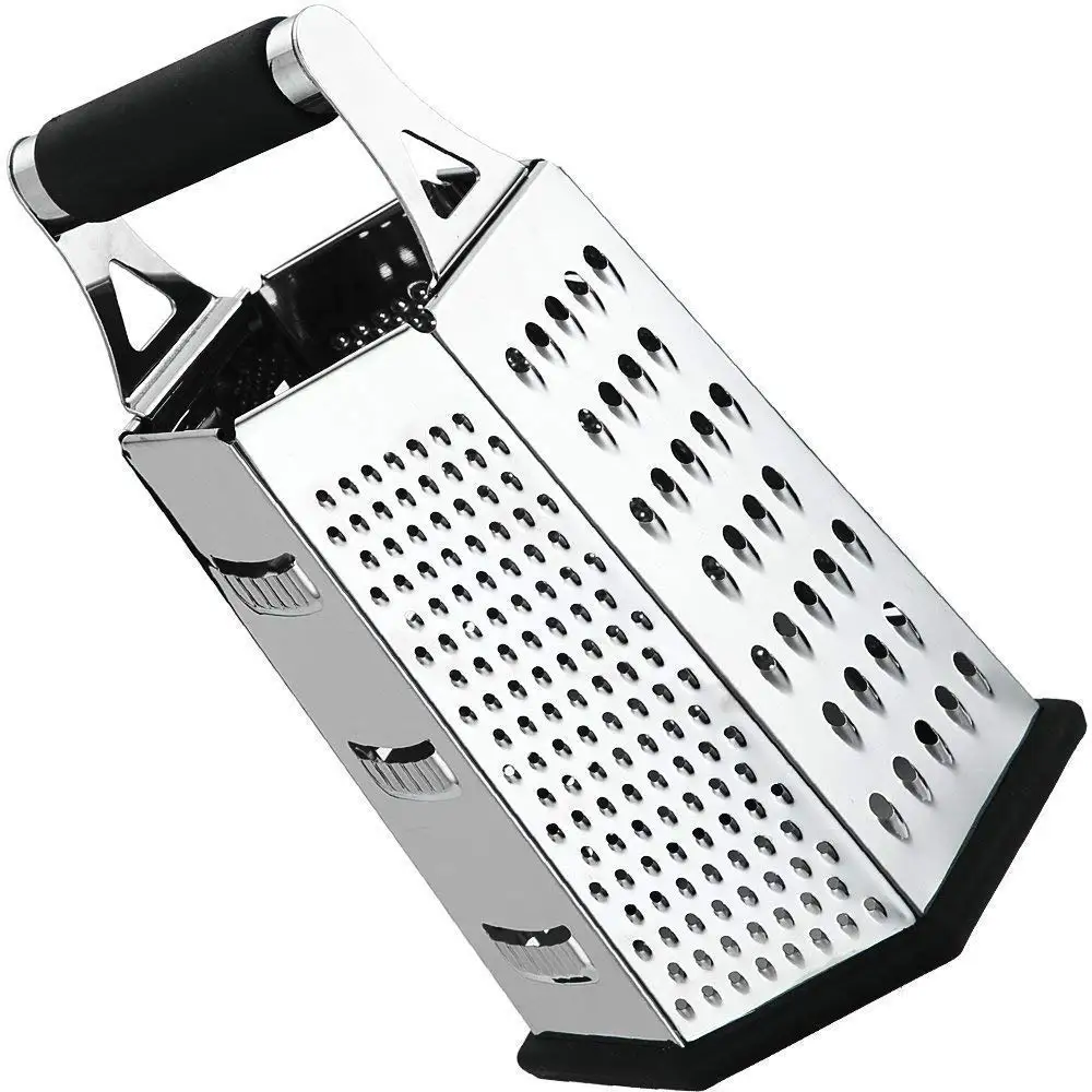 

Stainless Steel Grater 6-Sides Non-Slip Base Kitchen Cheese Grater for Kitchen