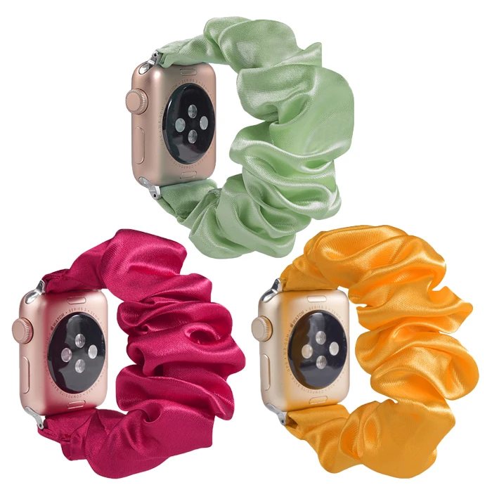 

Pure Colors Fashion Loop Strap Silk Scrunchie Elastic Watch Band Scrunchie Band For Apple Watch