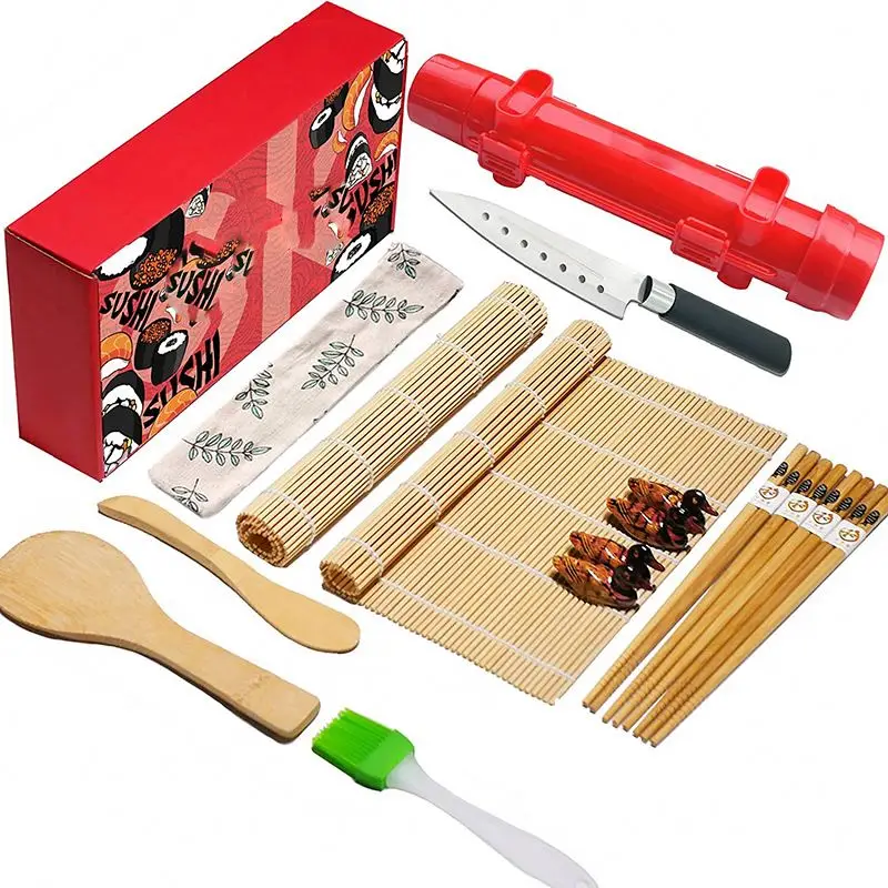 

2023 Hot Sale DIY Seaweed Rice Roll Tool Bamboo Sushi Making Kit Equipment With Bazooka
