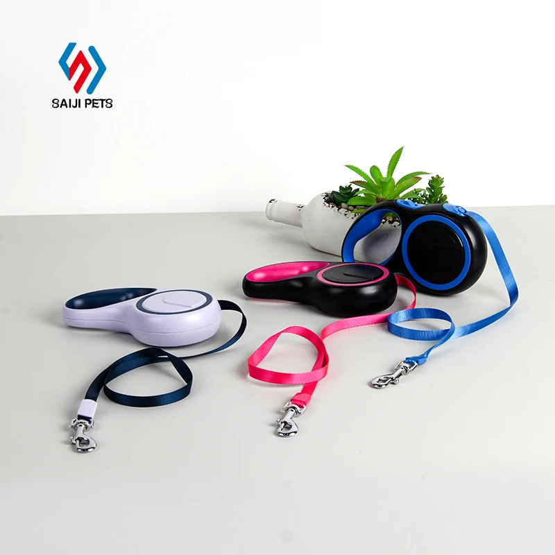 

Saiji medium large Europe designer indestructible heavy duty pet auto hand strap retractable rope eash dog leads, Pink, blue, brown, customized color