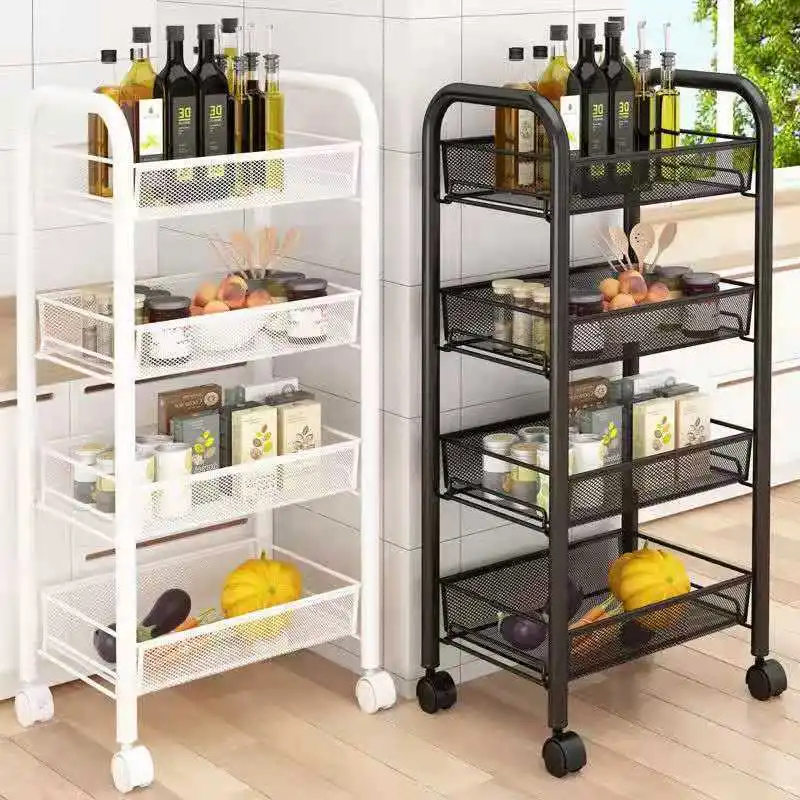

Hot Sale Products 4-Tier Rolling Cart Kitchen Rack Metal Trolley