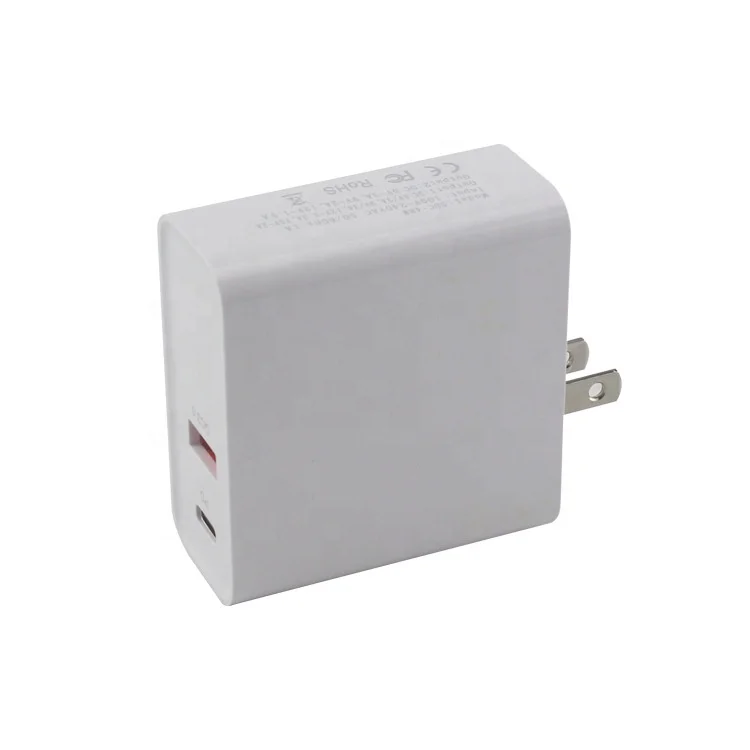 

foldable QC3.0 USB+Type-c PD charger mobile phone adapter QC3.0 PD charger, White,black