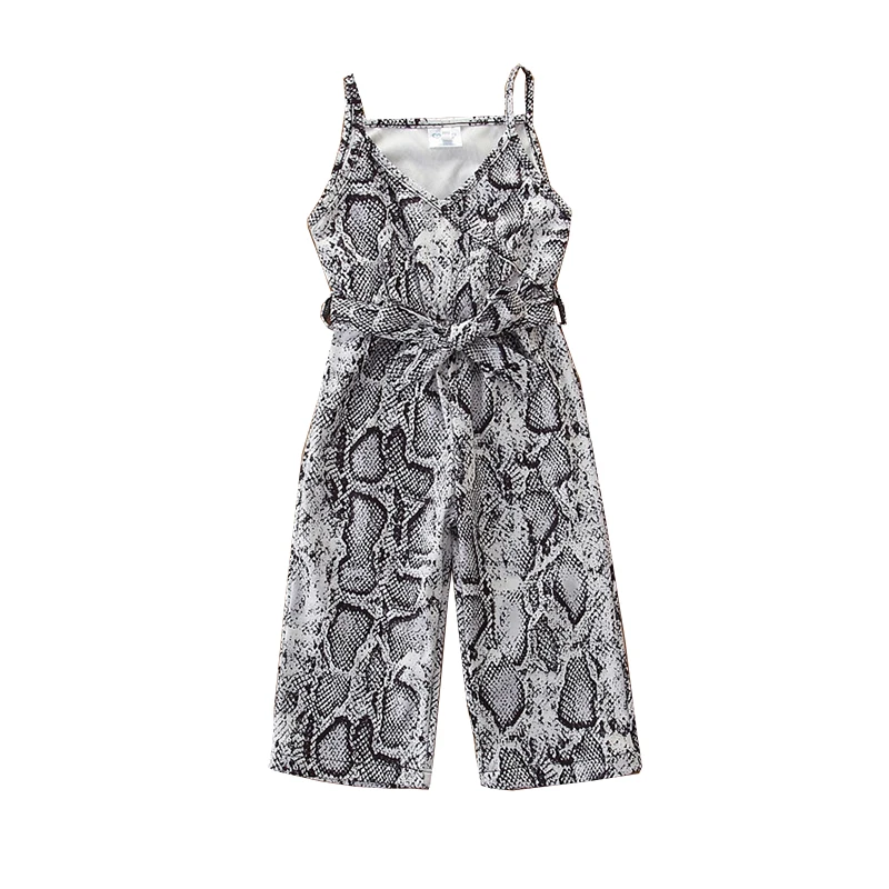 

Wholesale snake print one-piece summer children apparel sleeveless girls jumpsuit rompers, As picture show