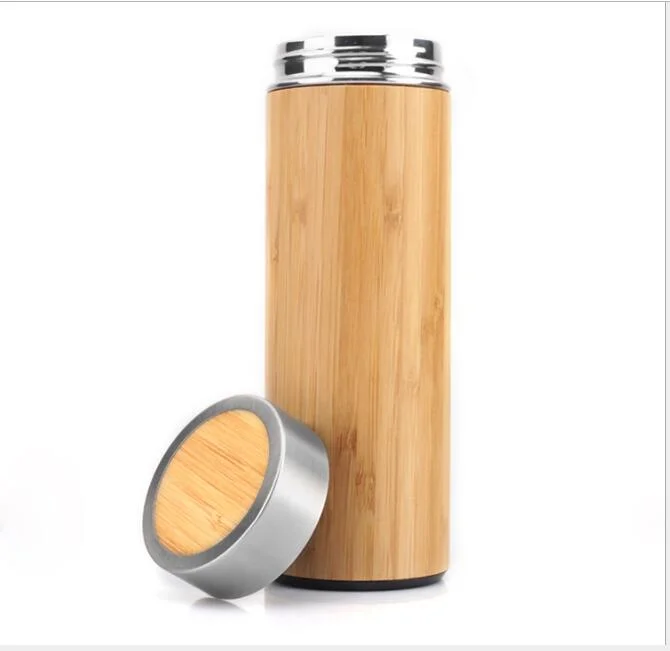

Eco-friendly Custom Practical Double Wall 16oz Bamboo Stainless Steel Water Bottle, Bamboo color as image