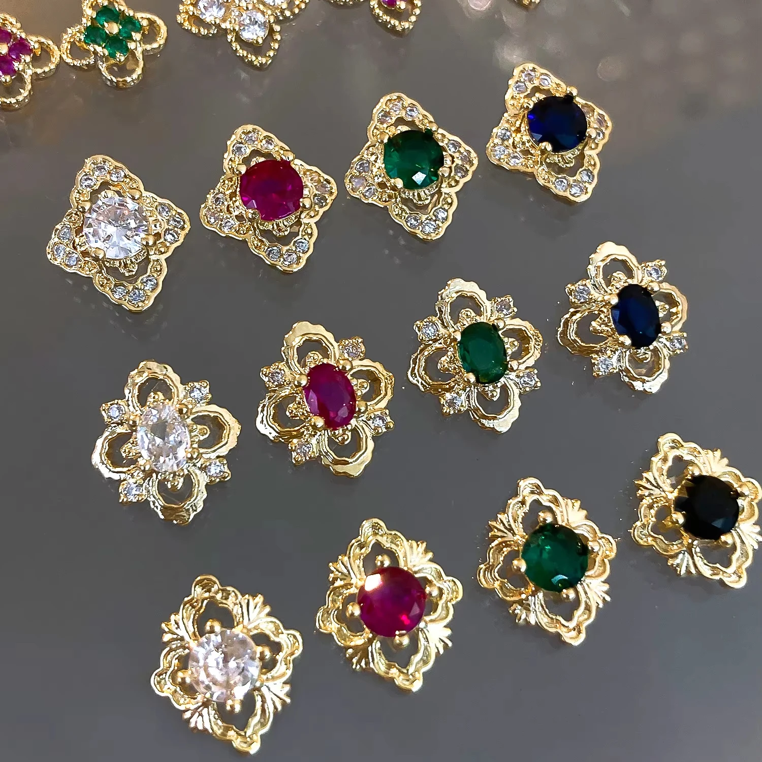Popular Retro Chinese Palace Style Nail Zircon Jewelry 3D Summer Metal Accessories Buchirati Armor Materials