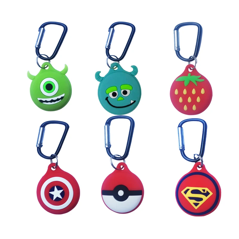 

2021 For Apple Airtag Case Silicone Cartoons Protective Sleeve Cover Keychain For Airtag Cartoon Cute Case, 12colors