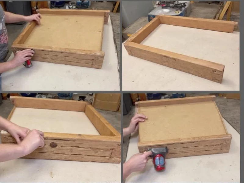 DIY slide construction showing frame assembly process