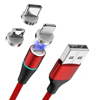

Gusgu 1m 1.5m 3A Lightning Type C Micro 3 in 1 Magnetic USB Cable For Android Data Fast Charger iPhone Magnetic Charging Cable