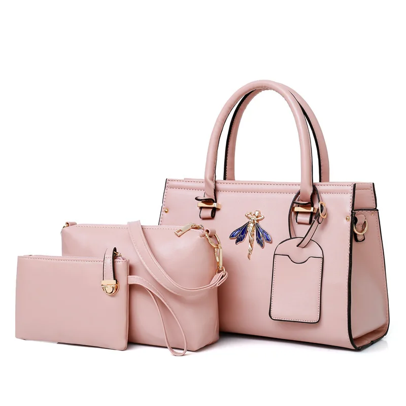 

dropshipping 3 in 1 pu leather 2019 Fashion luxury women shoulder bags tote handbag set