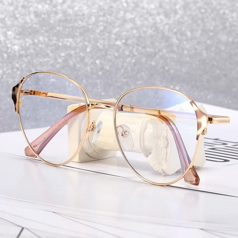 

Jiuling eyewear latest model white spring metal legs oculos metal frame eye glasses round anti blue light glasses frame eyeglass