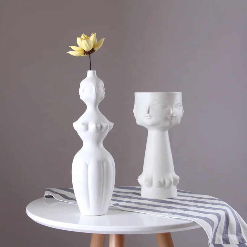 

Ceramic Decor Art Design Flower Pot Female Creative Sculpture Vase Living Room Bedroom Body Flower Vase