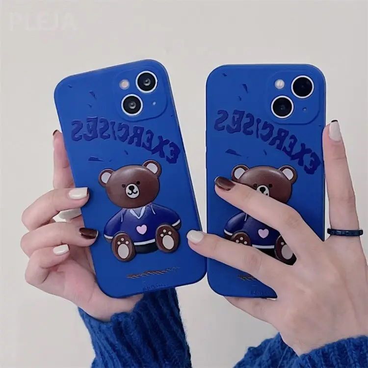 

ins Cute cartoon 3D silicone soft shockproof protection camera lens phone case for Iphone 11 12 13 Pro Max