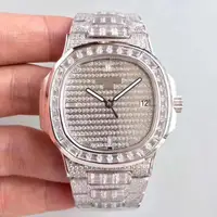 

2020 Luxury Full Diamond Diver noob watch Cal.324 movement phlippe PP patek diamond watch 5719/10G Nautilus Watch