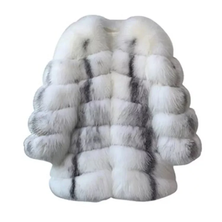 

real natural fur overcoat fox top coat women ladies outwear real fox fur coat, Picture color